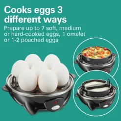 3-in-1 Egg Cooker with 7 Egg Capacity