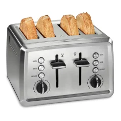 Modern Stainless Steel 4 Slice Toaster with Extra-Wide Slots