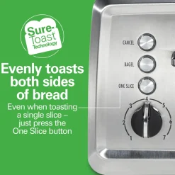Modern Stainless Steel 4 Slice Toaster with Extra-Wide Slots