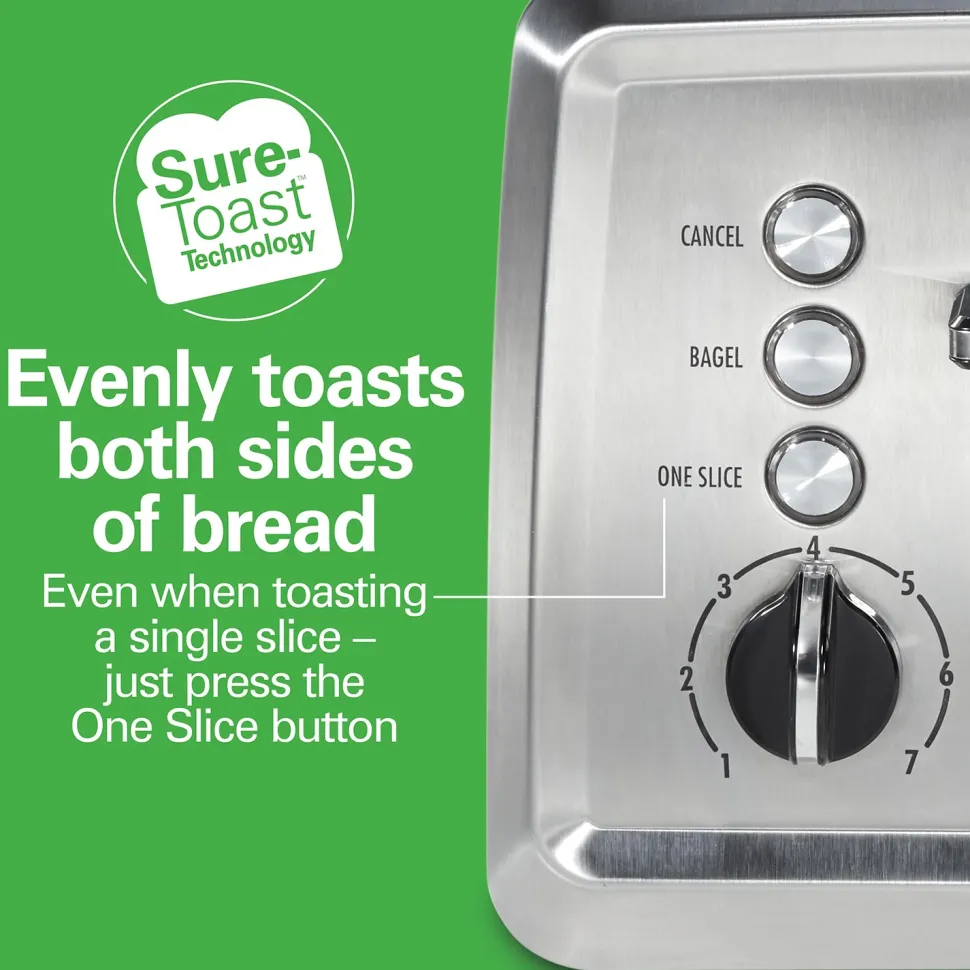 Modern Stainless Steel 4 Slice Toaster with Extra-Wide Slots