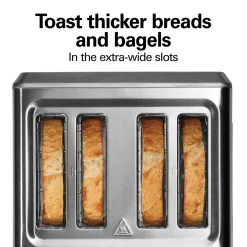 Modern Stainless Steel 4 Slice Toaster with Extra-Wide Slots