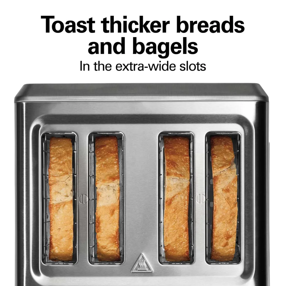 Modern Stainless Steel 4 Slice Toaster with Extra-Wide Slots