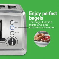 Modern Stainless Steel 4 Slice Toaster with Extra-Wide Slots