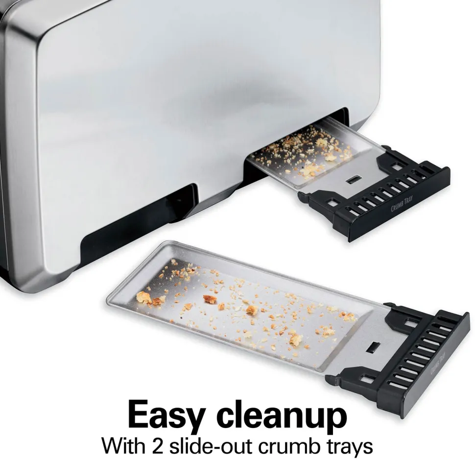 Modern Stainless Steel 4 Slice Toaster with Extra-Wide Slots