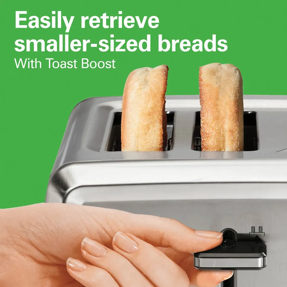 Modern Stainless Steel 4 Slice Toaster with Extra-Wide Slots