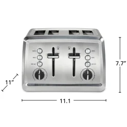 Modern Stainless Steel 4 Slice Toaster with Extra-Wide Slots
