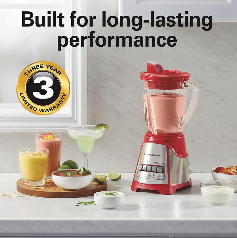 Power Elite™ Blender with 40 oz. Glass Jar, Red