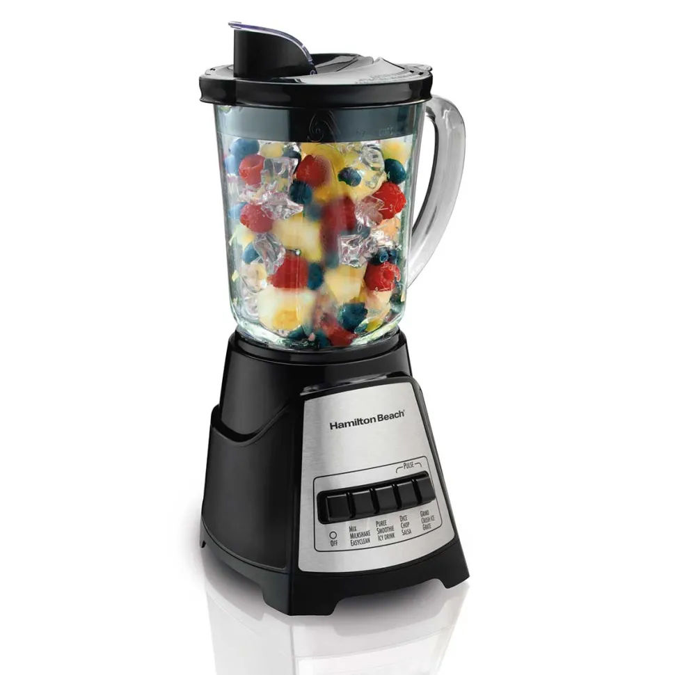 Power Elite® Multi-Function Blender with Mess-free 40oz Glass Jar, 700W Black & Stainless