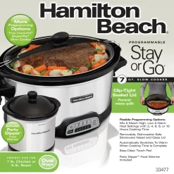 Recertified Stay or Go® Programmable 7 Qt. Slow Cooker with Party Dipper