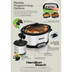 Recertified Stay or Go® Programmable 7 Qt. Slow Cooker with Party Dipper