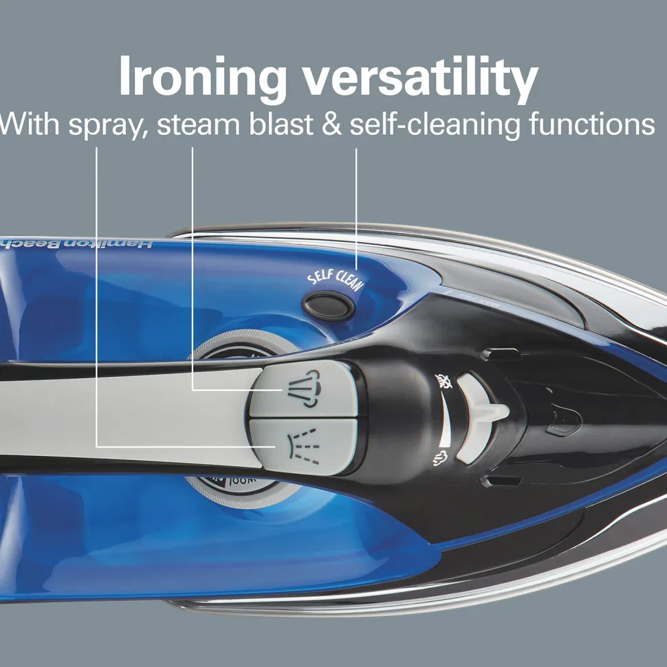 Retractable Cord Iron with Stainless Steel Soleplate