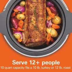 Sear & Cook 10 Quart Stockpot Slow Cooker, Silver