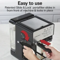 Slide & Lock™ Espresso Maker with Automatic Milk Reservoir