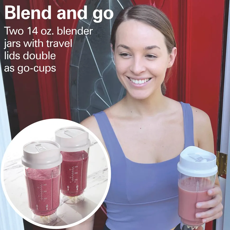 Smoothie Blender with 2 Travel Jars and 2 Lids