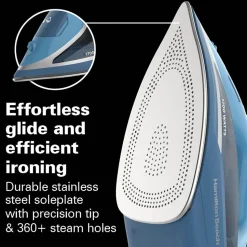 Steam Iron with Retractable Cord, Blue