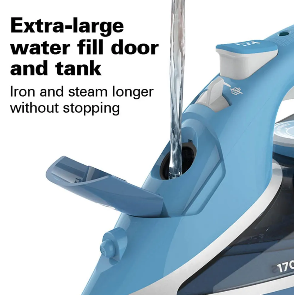 Steam Iron with Retractable Cord, Blue