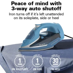 Steam Iron with Retractable Cord, Blue