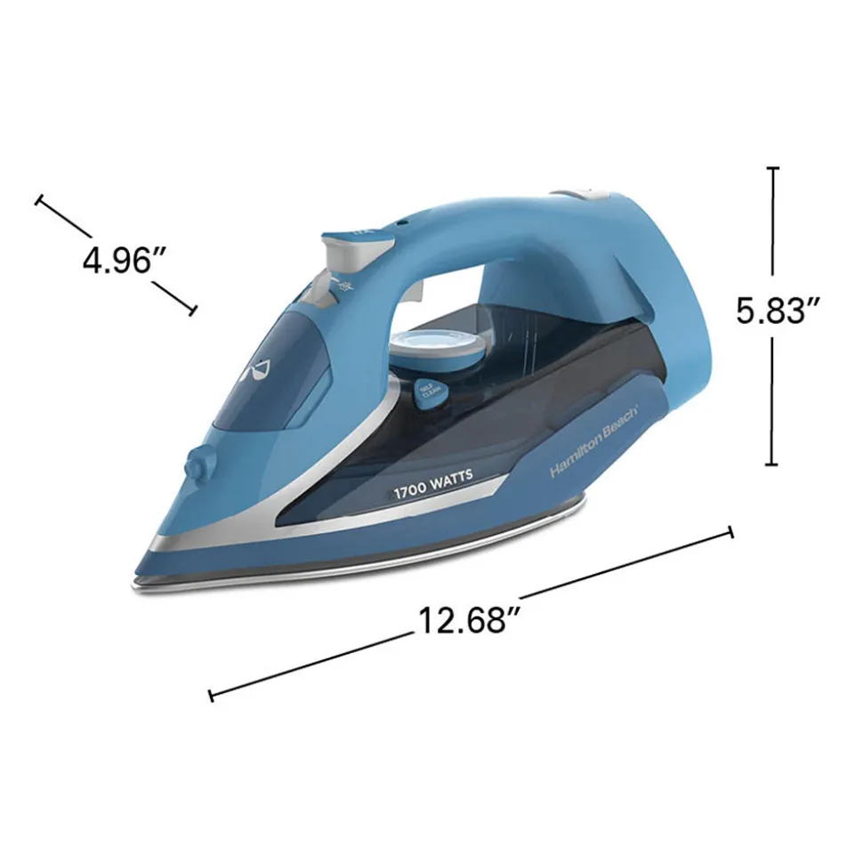 Steam Iron with Retractable Cord, Blue