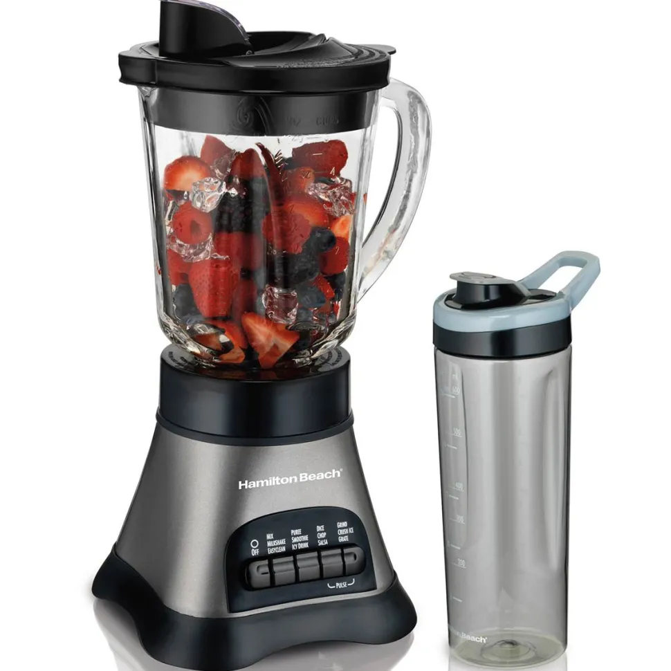 Wave Crusher® Blender with 40oz Glass Jar & Blend-in Travel Jar, Gray