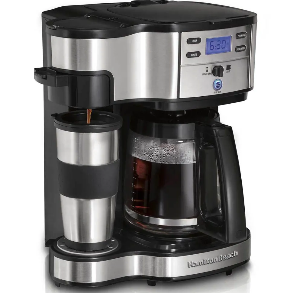 2-Way Coffee Maker, Single-Serve &12 Cup Carafe, Stainless