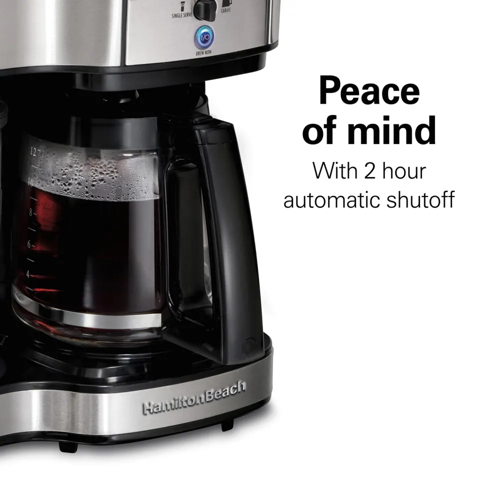 2-Way Coffee Maker, Single-Serve &12 Cup Carafe, Stainless