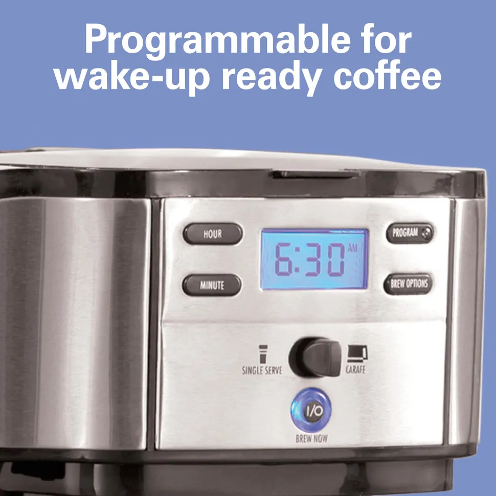 2-Way Coffee Maker, Single-Serve &12 Cup Carafe, Stainless