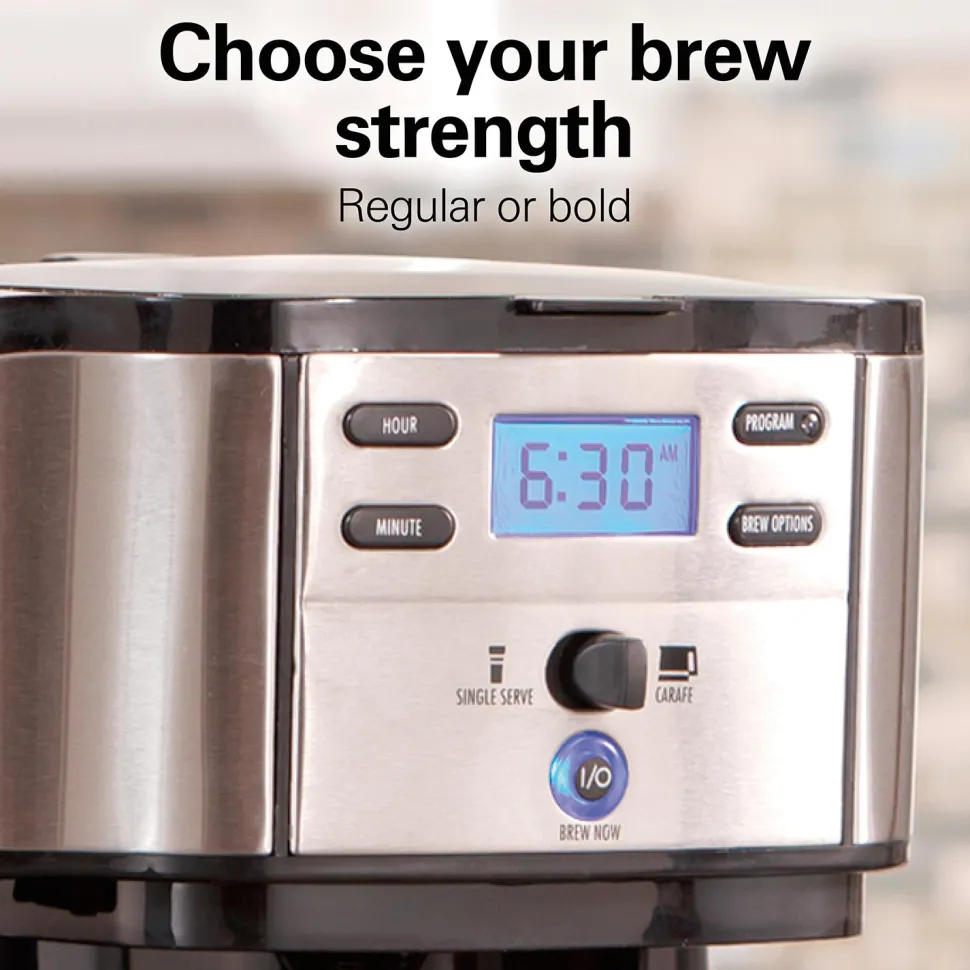 2-Way Coffee Maker, Single-Serve &12 Cup Carafe, Stainless