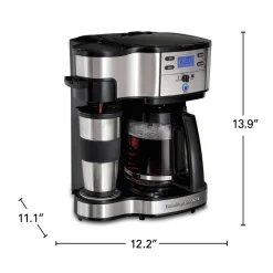 2-Way Coffee Maker, Single-Serve &12 Cup Carafe, Stainless