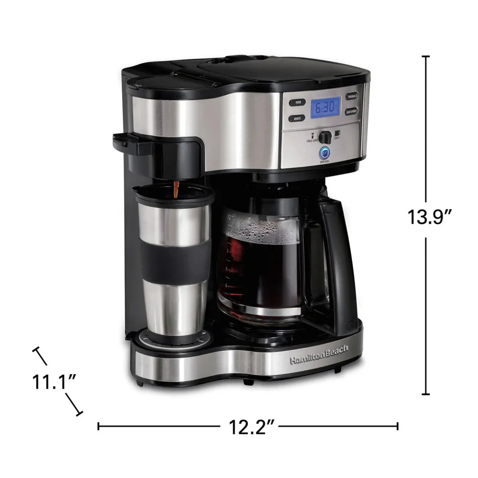 2-Way Coffee Maker, Single-Serve &12 Cup Carafe, Stainless